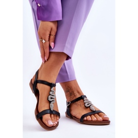 Sandales En Cuir Avec Un Serpent Décoratif S.Barski KV-5541-42 Noir 2