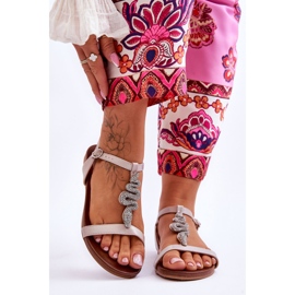 Sandales En Cuir Avec Serpent Décoratif S.Barski KV-5541-42 Beige 1