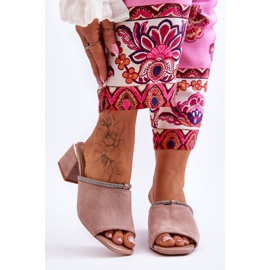 S.Barski Chaussons à Talons Hauts en Daim KV-612-2 Beige 1