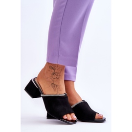 S.Barski Chaussons à Talons Hauts en Daim KV-612-2 Noir 1