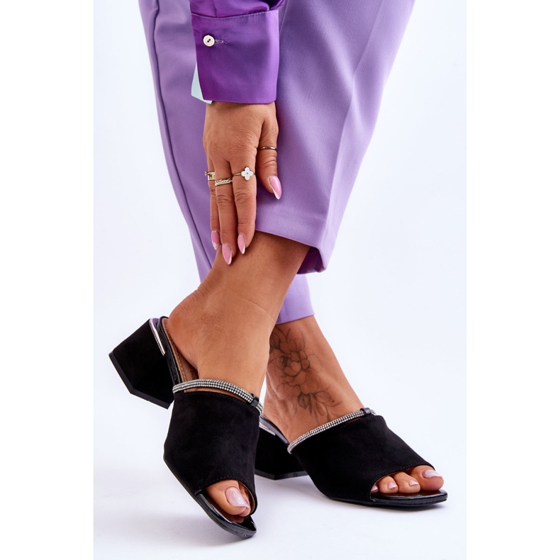 S.Barski Chaussons à Talons Hauts en Daim KV-612-2 Noir 2