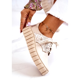 Lemar Chaussures en cuir beige et doré sur plateforme 4 Lemar Chaussures en cuir beige et doré sur plateforme 4