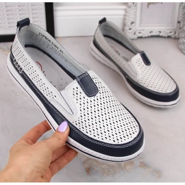 Chaussures à enfiler confortables en cuir pour femmes blanches eVento 5364 2
