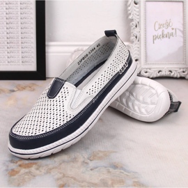 Chaussures à enfiler confortables en cuir pour femmes blanches eVento 5364 4
