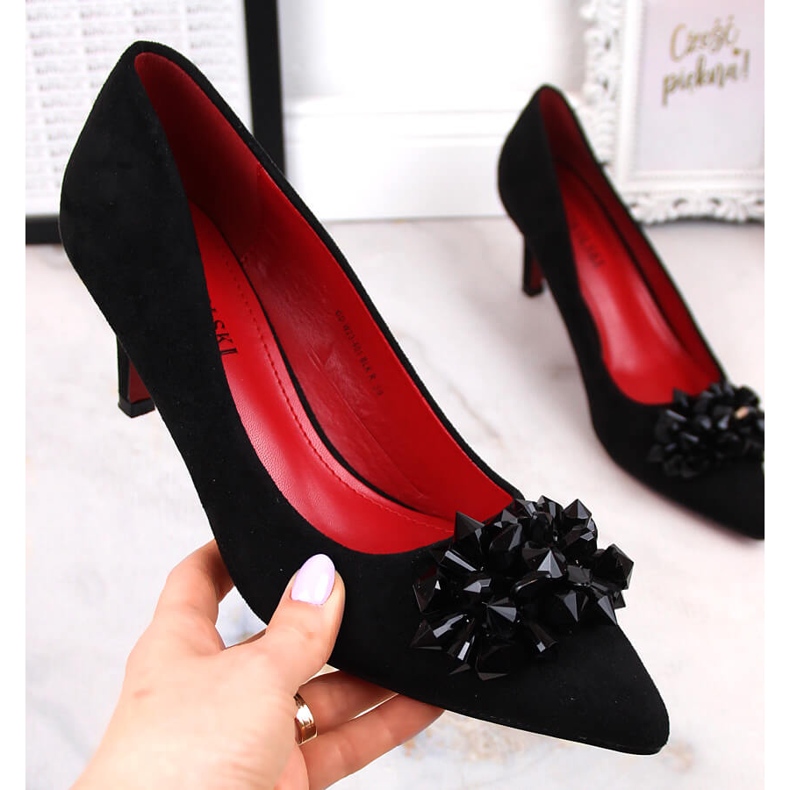 Escarpins femme en daim à perles T.Sokolski W23-401 noir 1