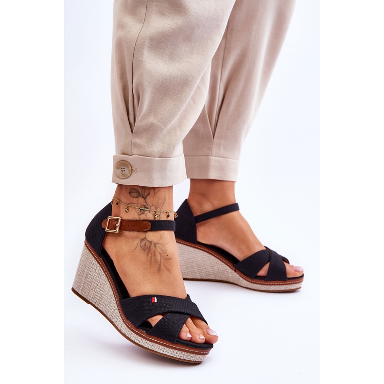 Sandales Compensées Femme Noir Veenus le noir 2