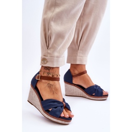 Sandales Compensées Femme Bleu Marine Daphné 2