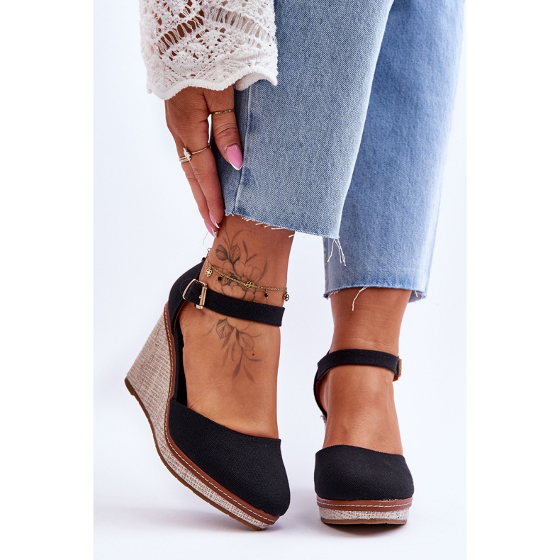 PS1 Sandales Compensées Classiques Femme Noir Malani le noir 1