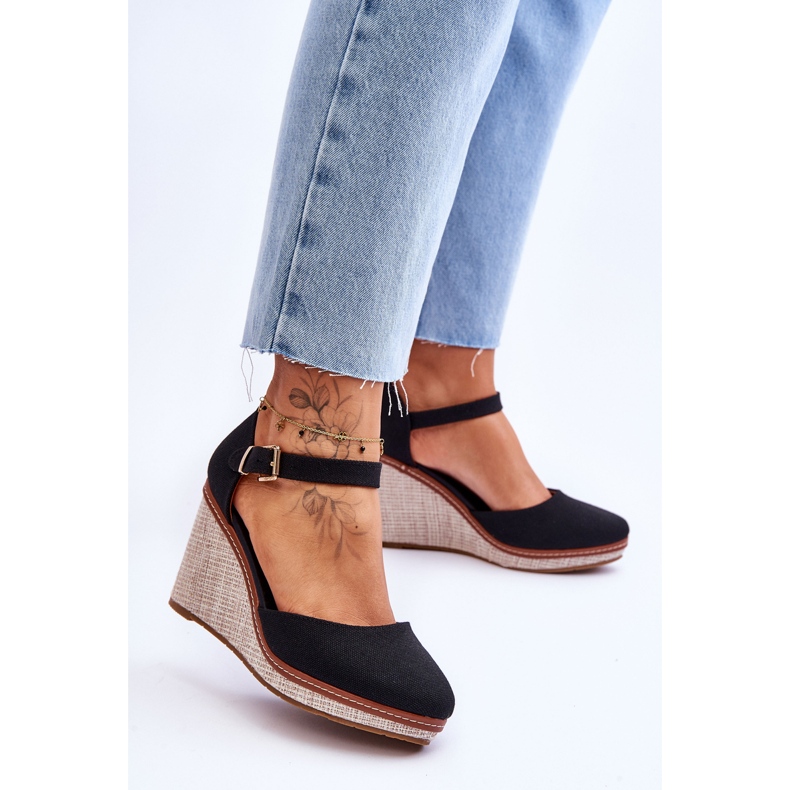 PS1 Sandales Compensées Classiques Femme Noir Malani 2