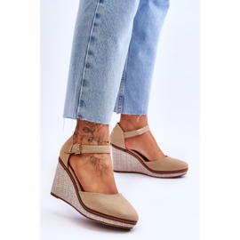 Sandales Compensées Classiques Femme Beige Foncé Malani 2