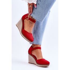 Sandales compensées classiques pour femmes Rouge Malani 4