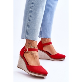 Sandales compensées classiques pour femmes Rouge Malani 2