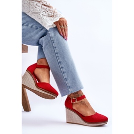 Sandales compensées classiques pour femmes Rouge Malani 6