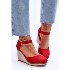 Sandales compensées classiques pour femmes Rouge Malani 3