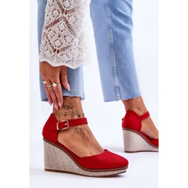 Sandales compensées classiques pour femmes Rouge Malani 5