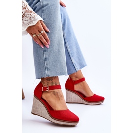 Sandales compensées classiques pour femmes Rouge Malani 7