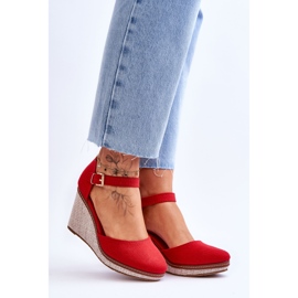 Sandales compensées classiques pour femmes Rouge Malani 8