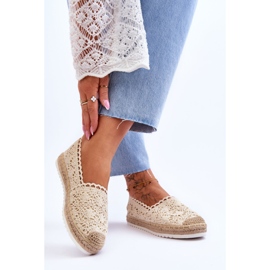 Espadrilles à Enfiler en Dentelle Beige Blanco 2