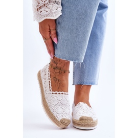 FE1 Espadrilles Slip-on en Dentelle Blanc Blanco blanche 1