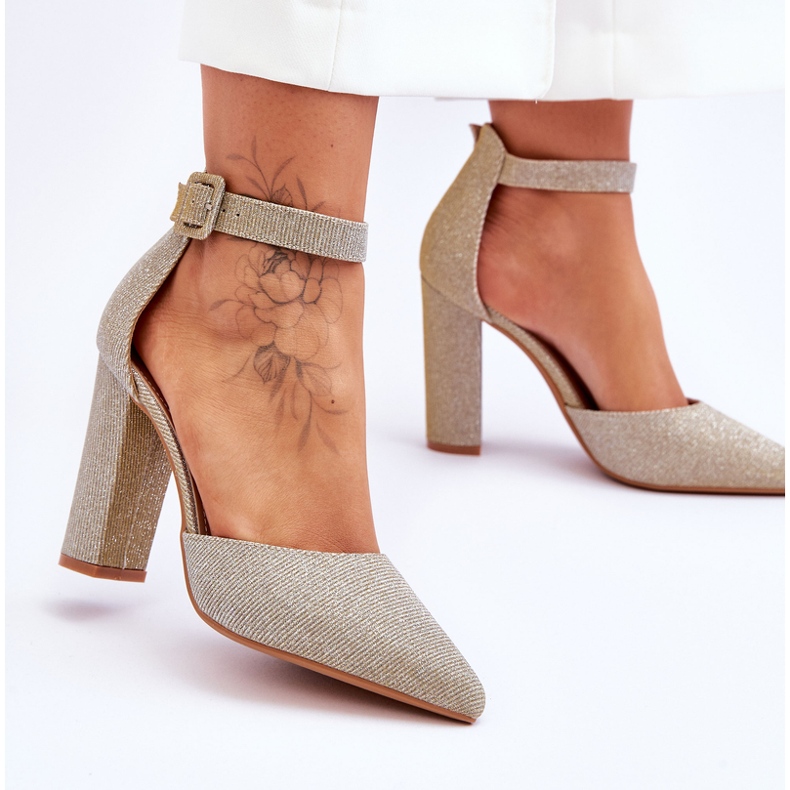 Escarpins Brillants à Talons Hauts Doré True Love d'or 2