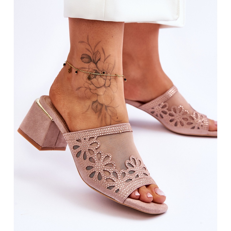 Chaussons Talons Avec Mesh S.Barski KV-612-1 Nude beige 2 Chaussons Talons Avec Mesh S.Barski KV-612-1 Nude beige 2