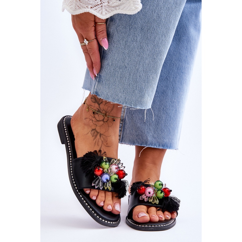 S.Barski Chaussons Avec Perles Décoratives KV-2775-47 Noir le noir 1