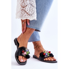 S.Barski Chaussons Avec Perles Décoratives KV-2775-47 Noir 2