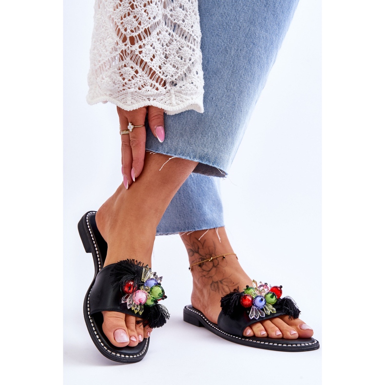 S.Barski Chaussons Avec Perles Décoratives KV-2775-47 Noir 2