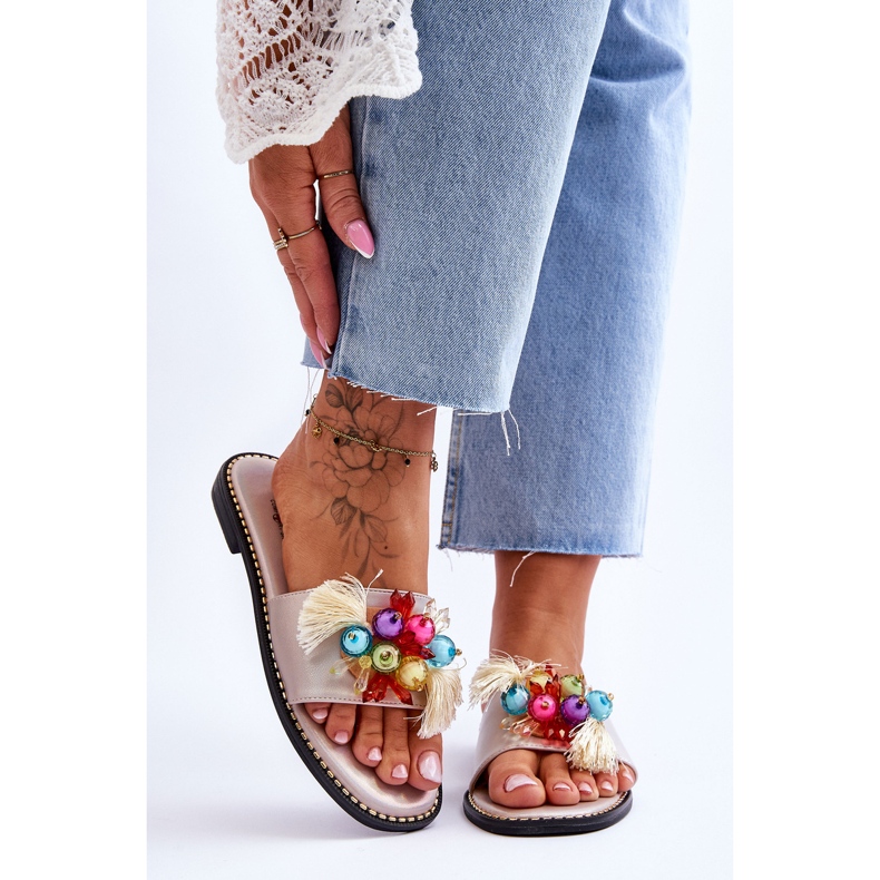 Chaussons Avec Perles Décoratives S.Barski KV-2775-47 Nude beige 1