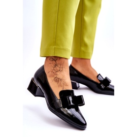 Vinceza Escarpins à la mode en cuir verni avec un nœud décoratif Shira Noir 2