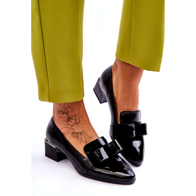 Vinceza Escarpins à la mode en cuir verni avec un nœud décoratif Shira Noir 3