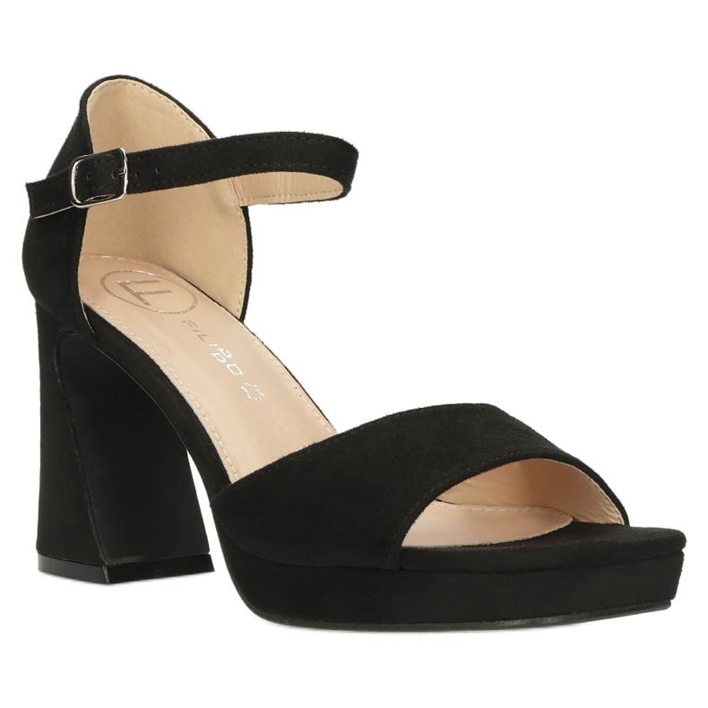 Sandales en daim féminin sur l'insert Filippo DS4489 / 23 en cuir noir 1