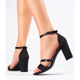 Sandales à paillettes noires de Shelovet 1
