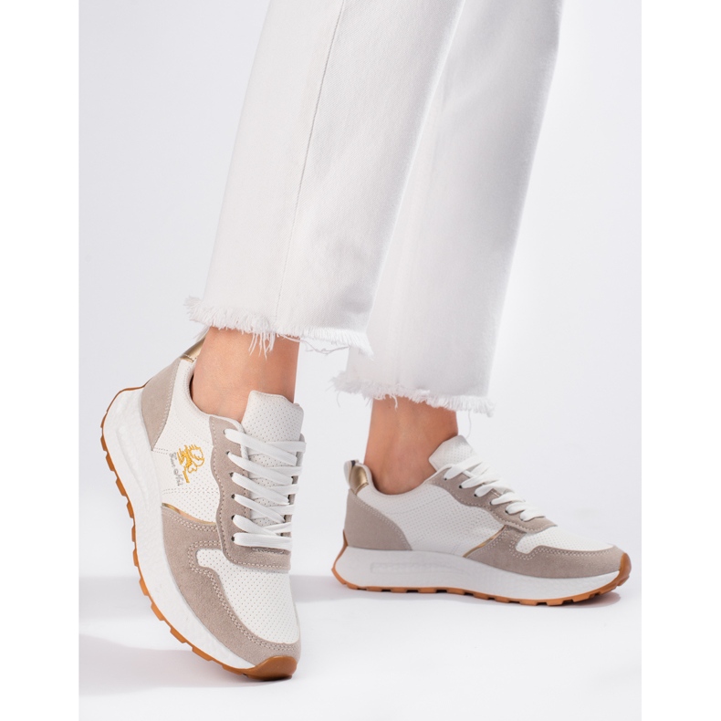 W. Potocki Sneakers sur semelle épaisse Potocki blanc et beige blanche 1