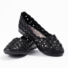 W. Potocki Ballerines noires ajourées fille Potocki le noir 1