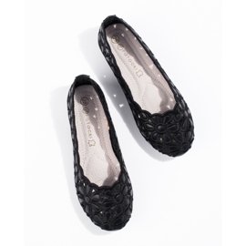 W. Potocki Ballerines noires ajourées fille Potocki le noir 2