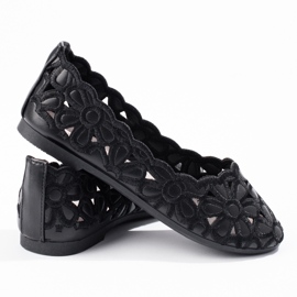 W. Potocki Ballerines noires ajourées fille Potocki le noir 3