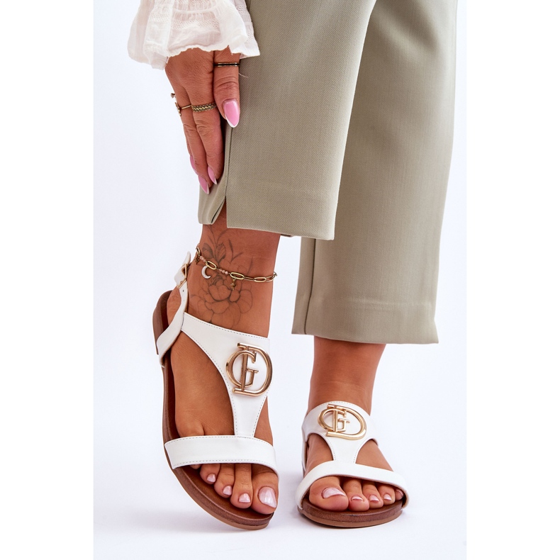 Sandales Plates Cuir S.Barski KV-5541-32 Blanc blanche 1 Sandales Plates Cuir S.Barski KV-5541-32 Blanc blanche 1