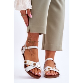 Sandales Plates S.Barski KV-5541-35 Blanc et Argent 1