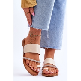 Tongs Femme Avec Lanière Décorative Beige Sublime 1