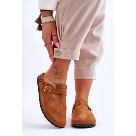 Chaussons à plateforme camel Vellma en daim et liège brun 1