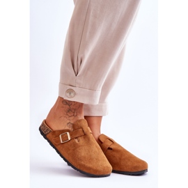 Chaussons à plateforme camel Vellma en daim et liège brun 6
