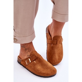 Chaussons à plateforme camel Vellma en daim et liège brun 4
