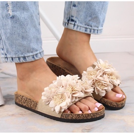 Sandales plates pour femmes à fleurs beiges eVento 5969 7