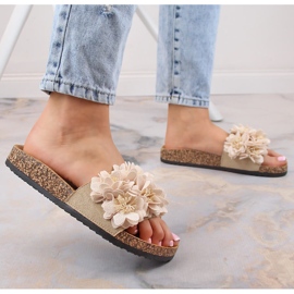 Sandales plates pour femmes à fleurs beiges eVento 5969 6
