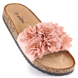 Sandales plates pour femme à fleurs rose poudré eVento 5969 1