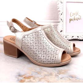 Sandales en cuir ajouré Filippo beige/or DS4475 doré 1