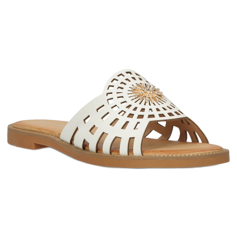 Tongs ajourées pour femmes à la mode avec zircons Filippo DK4621/23 WH blanc blanche 6