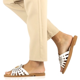 Tongs ajourées pour femmes à la mode avec zircons Filippo DK4621/23 WH blanc 7