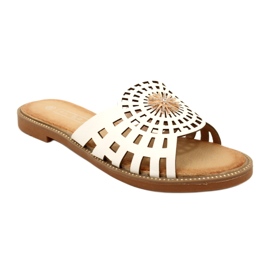 Tongs ajourées pour femmes à la mode avec zircons Filippo DK4621/23 WH blanc blanche 1